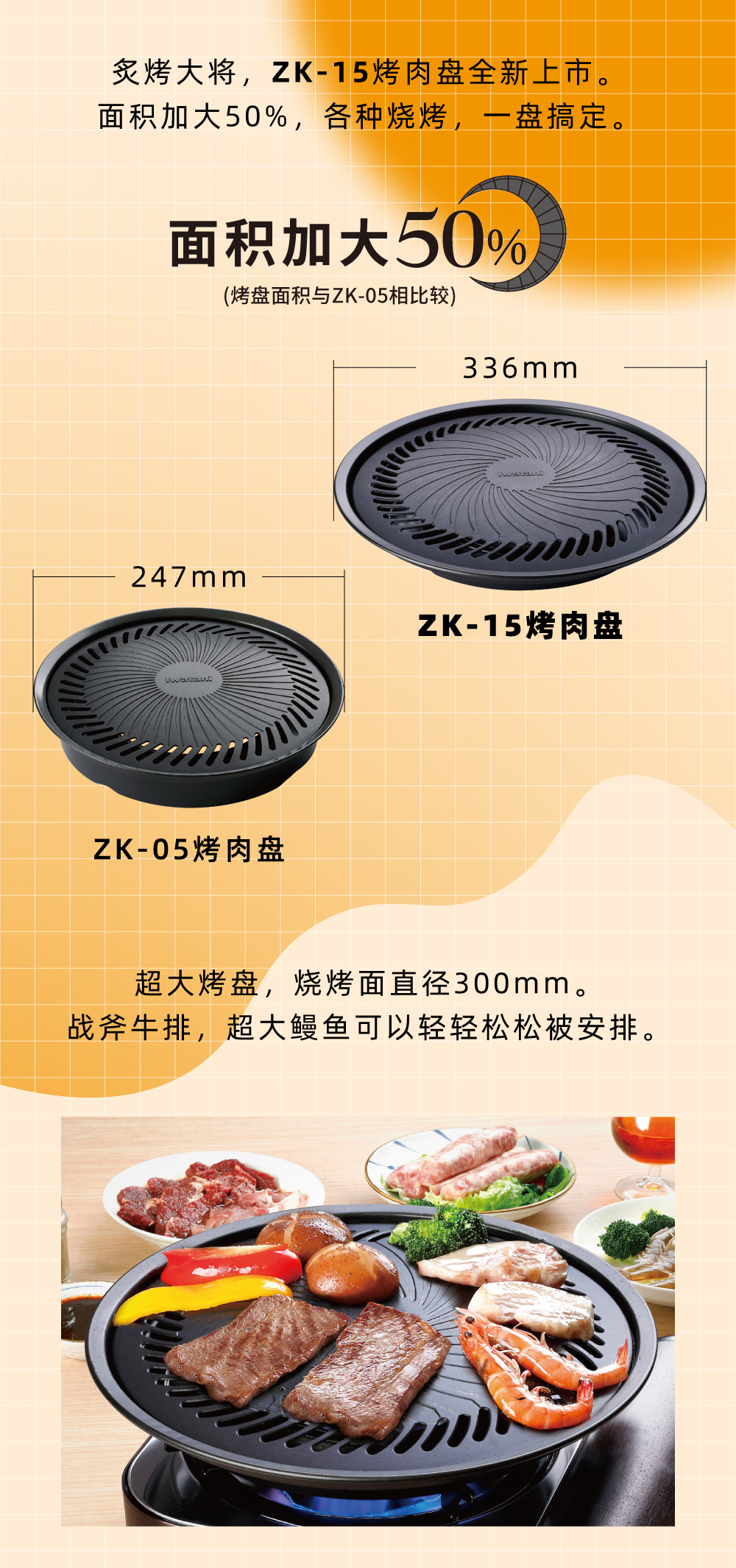 炙烤大將，zk-15全新上市。面積加大50%，各種燒烤，一盤搞定。